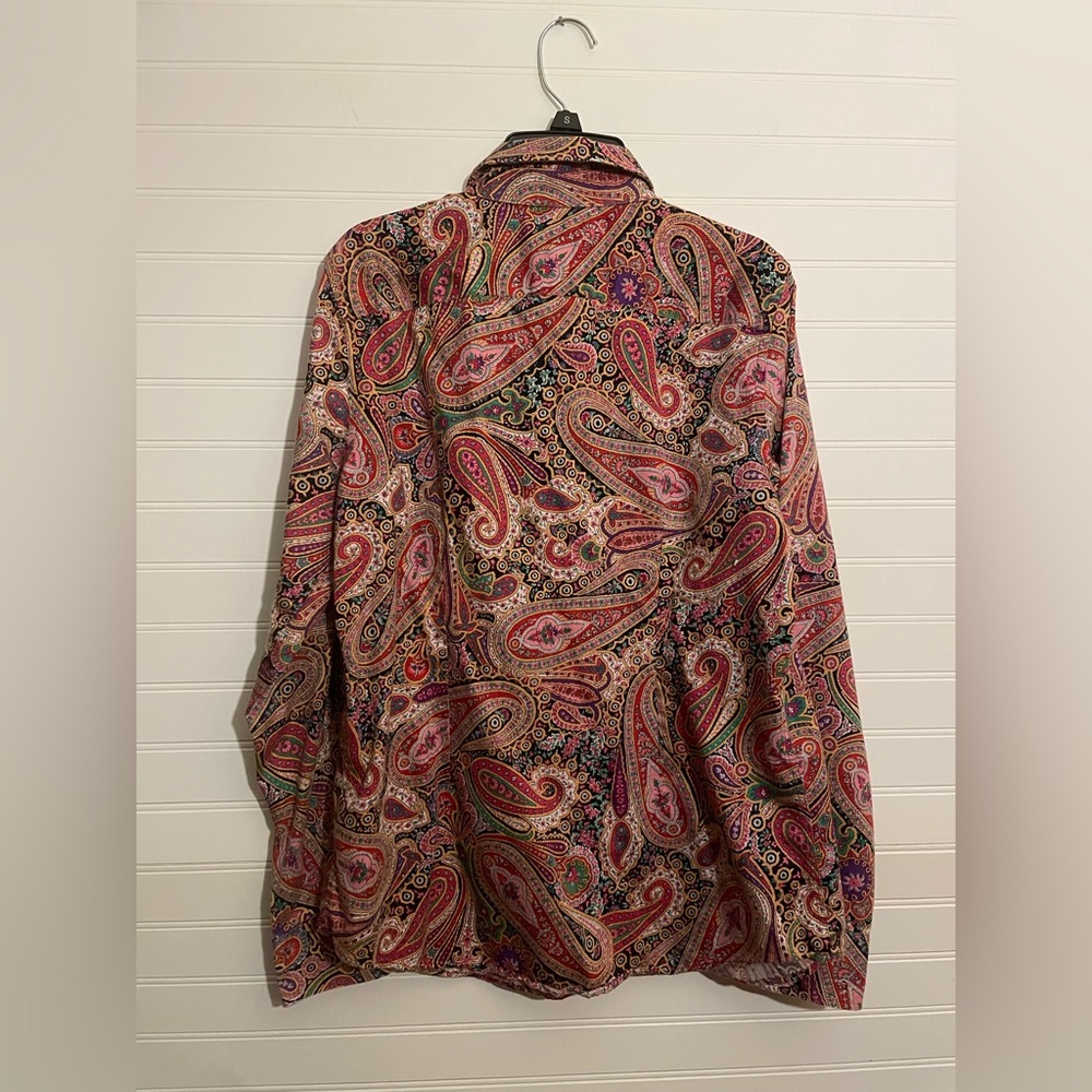 Chaps Multicolor Paisley Button Up Women’s Shirt Size Medium 100% Cotton Holiday - Picture 4 of 5